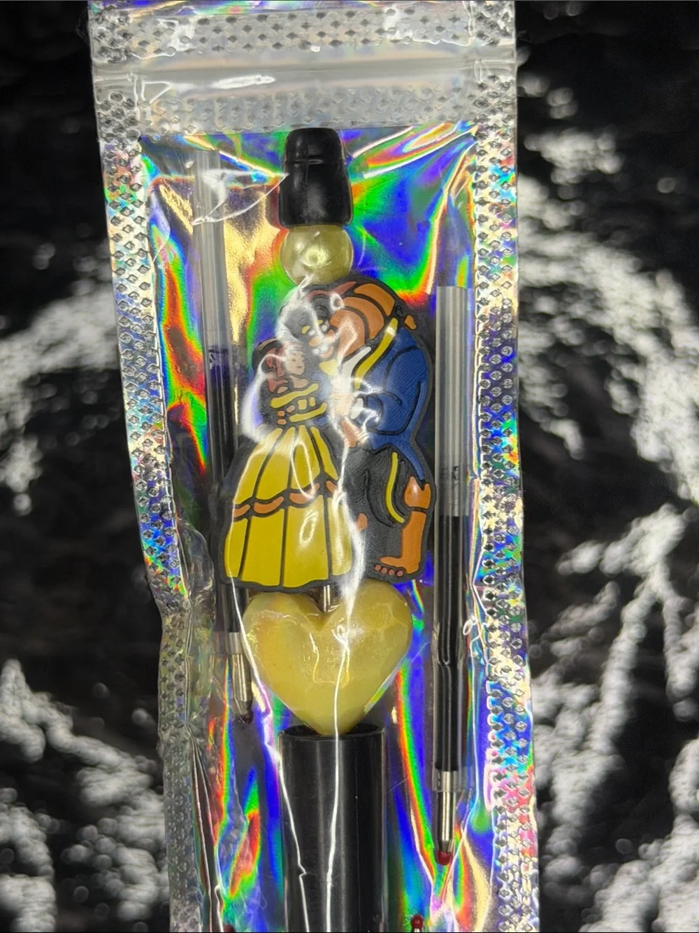 Beauty and the Beast Focal Bead Pen  Black and Blue Ink